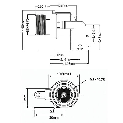 DC-025W 5.5x2.5mm DC Chassis-Mount Jack - Power Input - 4