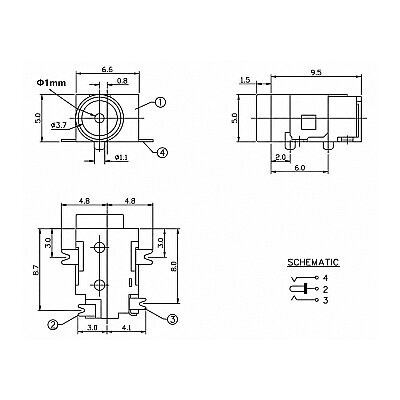 DC-031A 3.5x1.0mm DC Jack Şasesi - Jak Girişi - 3