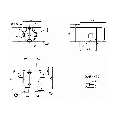 DC-031A 3.5x1.3mm DC Chassis Jack - Jack Input - 3