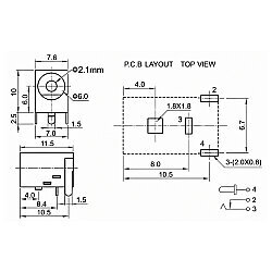 DC-036A 5.5x2.1mm DC Chassis-Mount Jack - Input Socket - 3