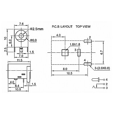 DC-036A 5.5x2.5mm DC Chassis-Mount Jack - 3