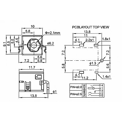 DC-044B 5.5x2.1mm DC Chassis-Mount Jack - 4