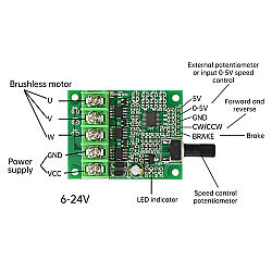 DC 6-24V 3A BLDC 3-Phase Brushless Motor Driver - 2