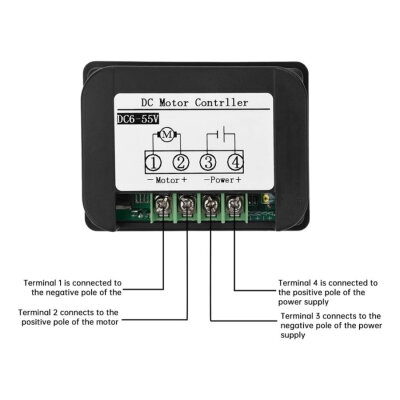 DC 6-55V 15A PWM Kumandalı  Motor Hız ve Yön Kontrol Kartı - 4