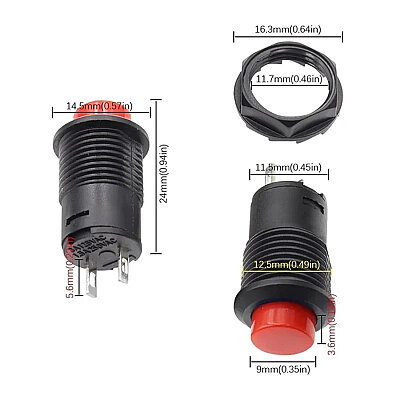 DS-428 12mm Anahtarlı Push Buton - Beyaz - 3