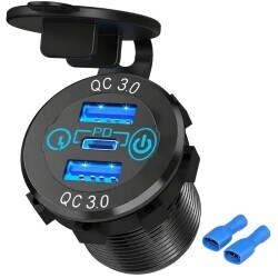 DS2013-P13 12-24V PD3.0 Type-C + 2X QC3.0 USB Charging Socket