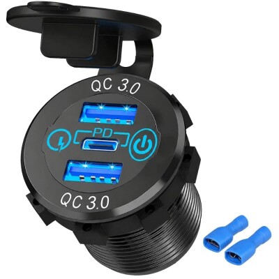 DS2013-P13 12-24V PD3.0 Type-C + 2X QC3.0 USB Charging Socket - 1