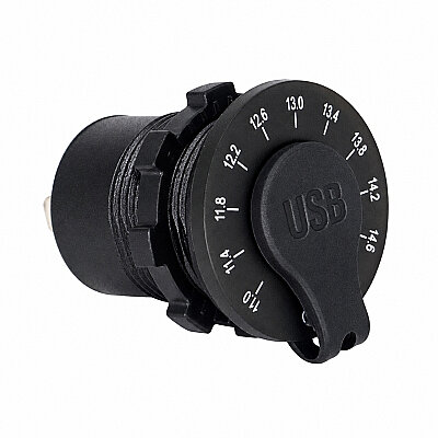 DS2013-V-S 12-24V Dual QC3.0 USB Charging Socket - With Switch and Voltmeter - 2