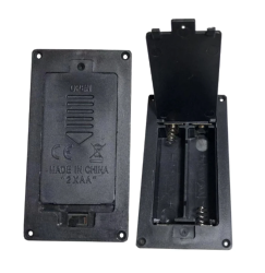 Dual 2xAA Panel Type Battery Holder with Cover and Switch - Black