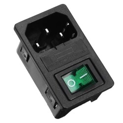 Earless Male Power Socket - With Green Light Switch