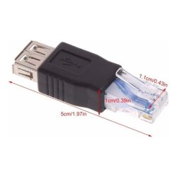 Ethernet RJ45 Erkek - USB Dişi Dönüştürücü Adaptör - 4