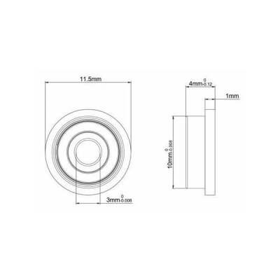 F623ZZ Flange Bearing 3mm - 3