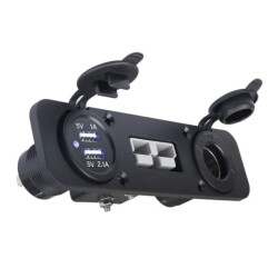 Female Car Cigarette Lighter and 2x5V USB Panel - With Anderson Power Socket