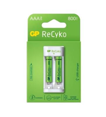 GP 2'li 800mAh AAA Şarj Edilebilir Pil + USB Şarj Cihazı - 1