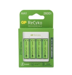 GP ReCyko+ 4'lü 2600mAh AA Şarj Edilebilir Pil + USB Pil Şarj Cihazı