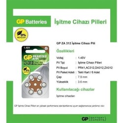 GP 6 Pack 1.4 V Hearing Aid Headphone Battery - GPZA312 - 2