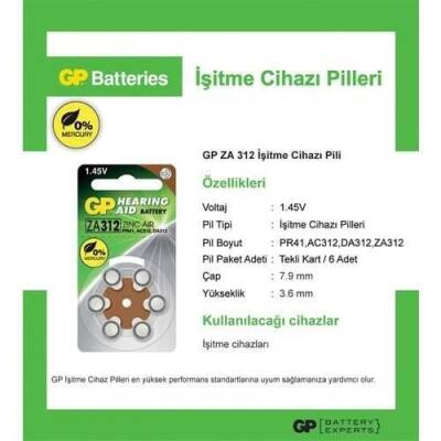 GP 6 Pack 1.4 V Hearing Aid Headphone Battery - GPZA312 - 2