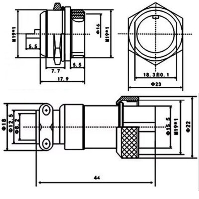 GX-20 14-Pin 20mm Mike Connector Set - 3