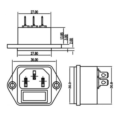 HD-901 Male Power Socket T85 On-Off Switch - 3