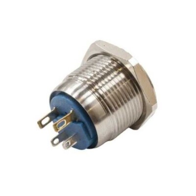 HJS19C 19mm Flat Momentary Illuminated Metal Button - Green - 2