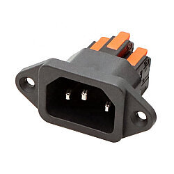 IEC 320 C14 Erkek Power Soket Buat Klemens Bağlantılı - Siyah