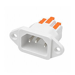 IEC 320 C14 Male Power Socket Quick Connection - White