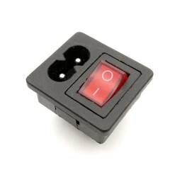 IEC320 2-Pin Erkek Power Soketi - Işıklı Anahtarlı