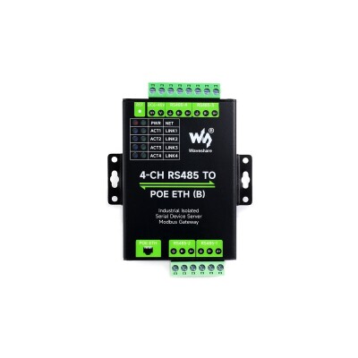 Industrial 4 Channel RS485 - RJ45 Ethernet Module - PoE Ethernet Port (B) - 1