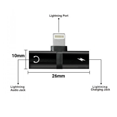 iPhone Lightning Charger and Headphone Jack Converter - 26mm - 3