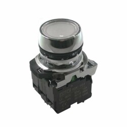 ISM-BW31M5 220V Illuminated Spring Metal Button - White