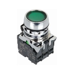 ISM-BW33M5 220V Illuminated Spring Metal Button - Green