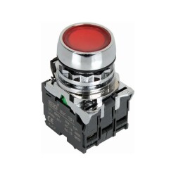 ISM-BW34M5 220V Illuminated Spring Metal Button - Red
