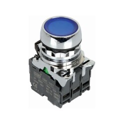 ISM-BW36M5 220V Illuminated Spring Metal Button - Blue