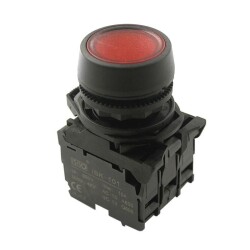 ISP-AW34M5 220V Led Işıklı Yaylı Buton - Kırmızı