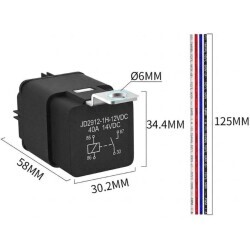 JD2912-1H 12V 40A 4-Pin Waterproof Automotive Relay with Wires - 2