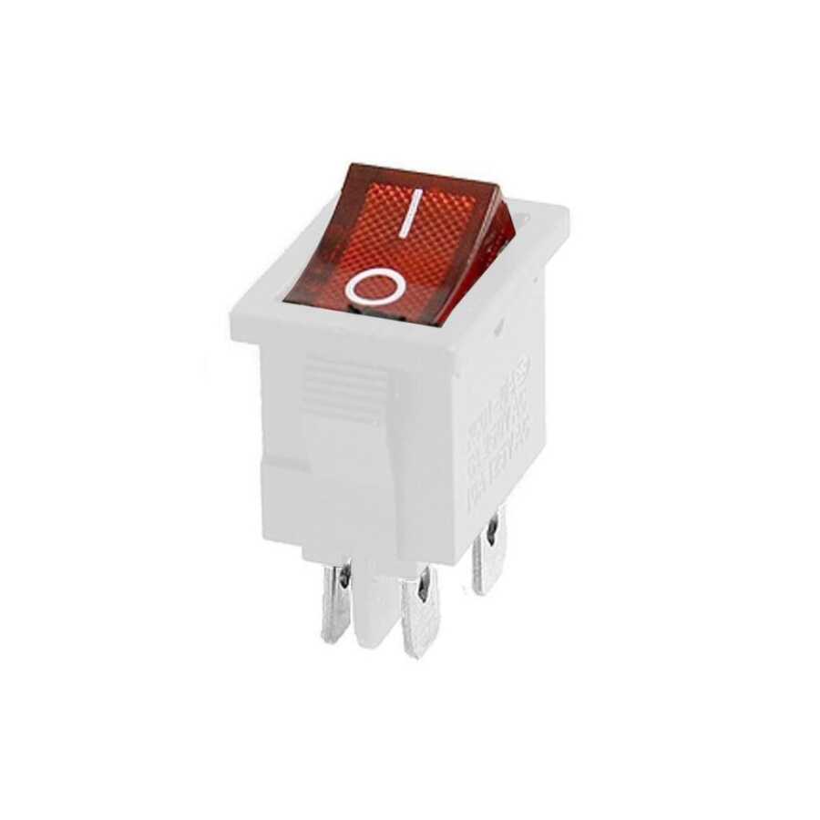 KCD1 Beyaz Kırmızı Işıklı On/Off Anahtar 4 Pin