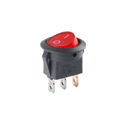 KCD1 Black Red Illuminated On/Off Switch 3 Pin