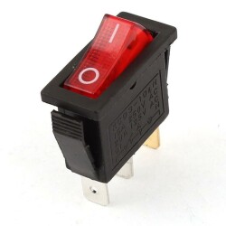 KCD3 Single Narrow Illuminated On/Off Switch - Red