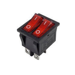 KCD4 Dual Non-illuminated ON-OFF Switch 4 Pin - Red