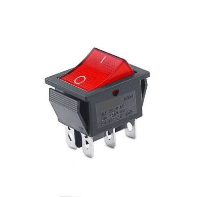 KCD4 Işıklı On/Off Anahtar 6 Pin - Kırmızı - 1