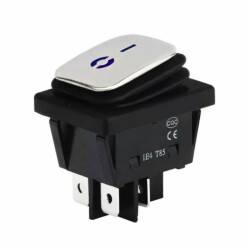 KCD4 Waterproof 20A Illuminated ON-OFF Switch 4 Pin - Blue