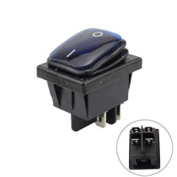 KCD4 Waterproof 30A Blue Led Illuminated ON-OFF Switch 4 Pin