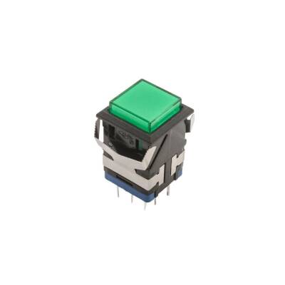 KD2-21 19mm Işıklı Anahtarlı Push Buton - Yeşil - 1
