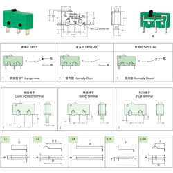 KW4-3Z-3-B112023L SPDT NO+NC 3-Pin Micro Switch - 2