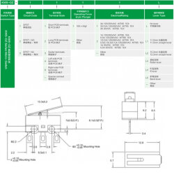 KW5-OZ-1312L1-B SPDT NO+NC 3-Pin Micro Switch - 2