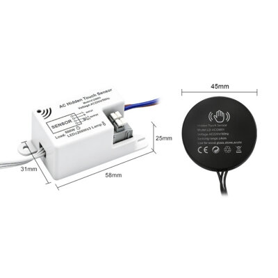 LD-ACGM01 AC 220V Hidden Touch Cabinet Lighting Sensor - Black - 3