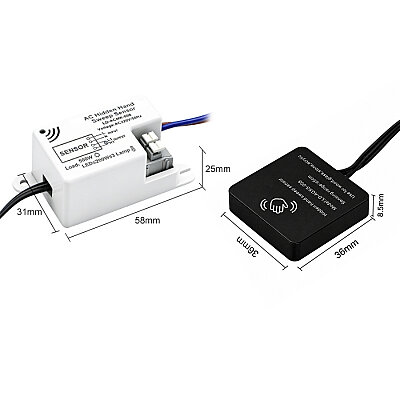 LD-ACSS-008 AC 220V Hidden Hand Sweep Cabinet Lighting Sensor - Black - 2