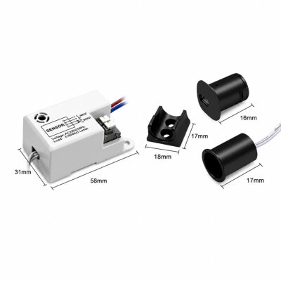 LD-ACSS03T AC 220V Hand Sweep Cabinet Lighting Sensor - Black - 2