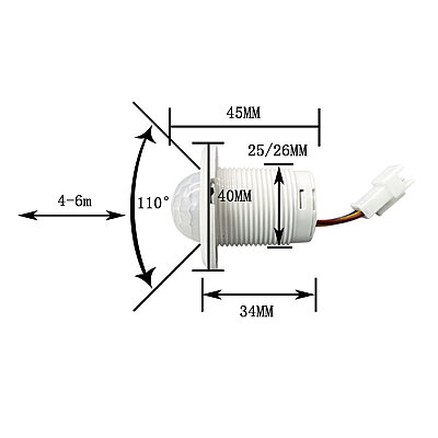 LD-TT-15 AC 220V 110° Ayarlanabilir Mini PIR Hareket Sensörü - 3