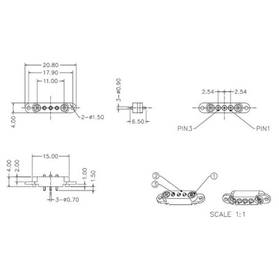 LK-3PIN-2080404 3-Pin 2.54mm Pogo Pin Magnetic Connector Set - With Ear - 3